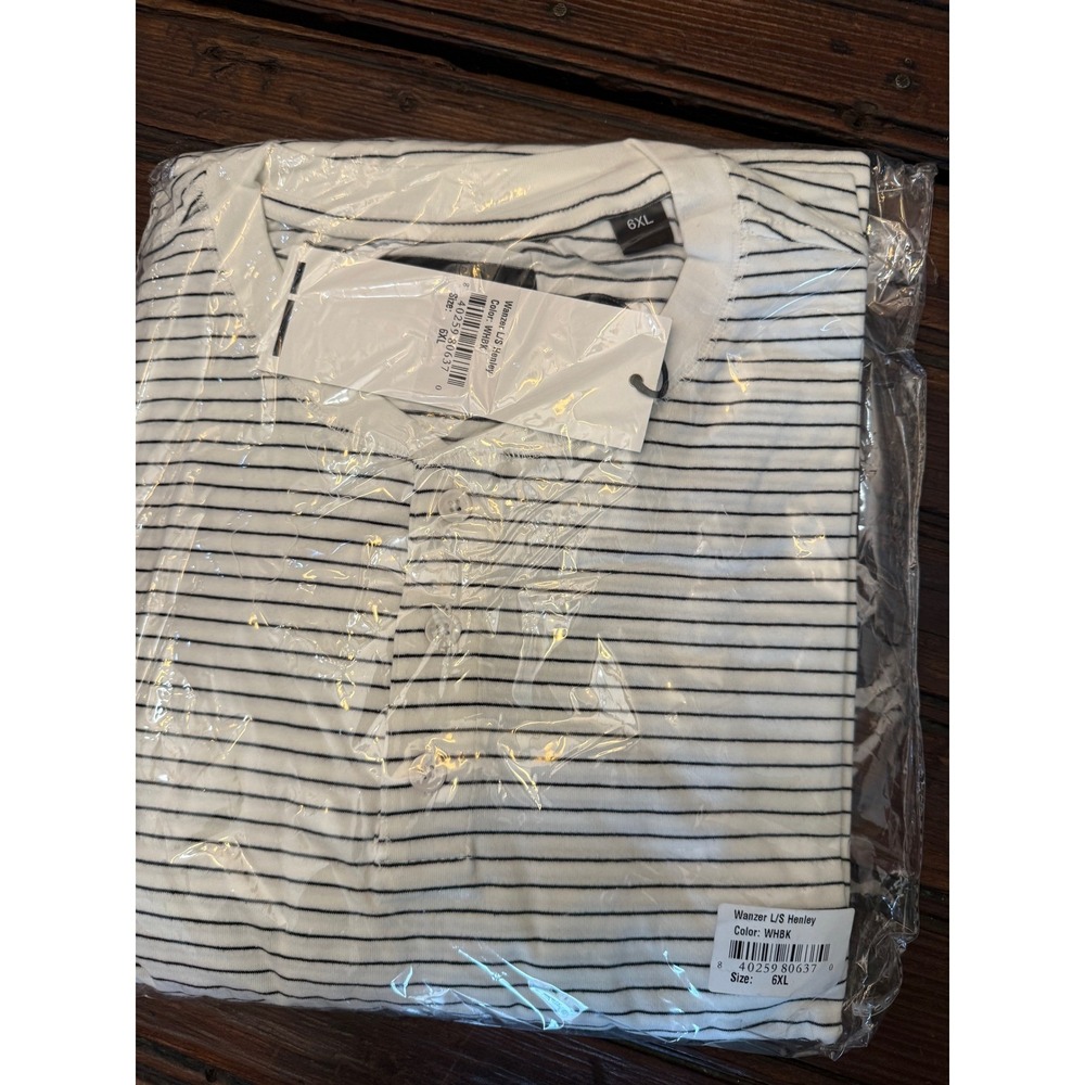 Good Counsel Wanzer LS Henley Striped Shirt White Black Mens 6XL New Big & Tall